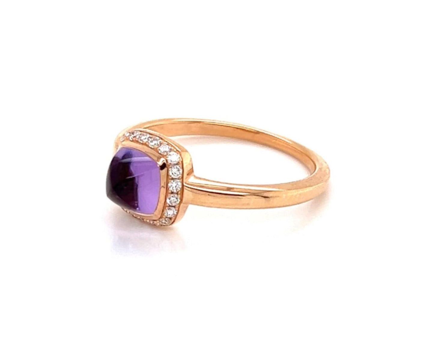 Fred of Paris Diamond Amethyst Ring in 18k Rose Gold - Size 7.75