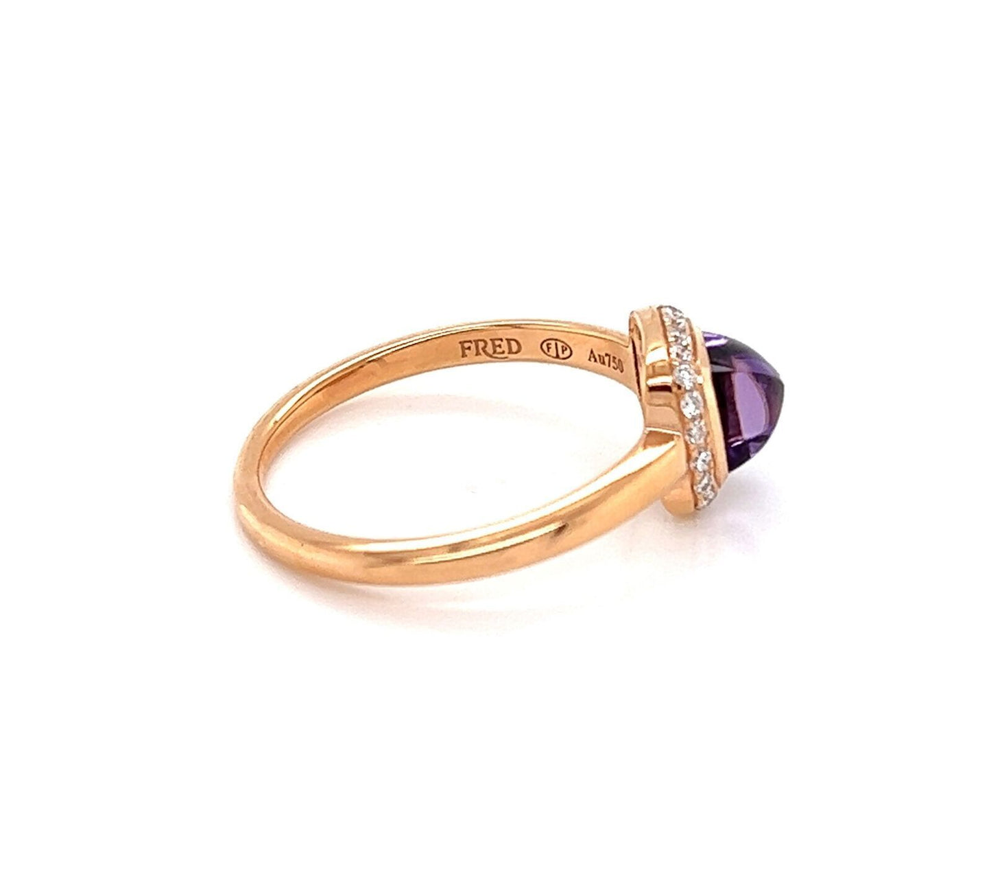 Fred of Paris Diamond Amethyst Ring in 18k Rose Gold - Size 7.75