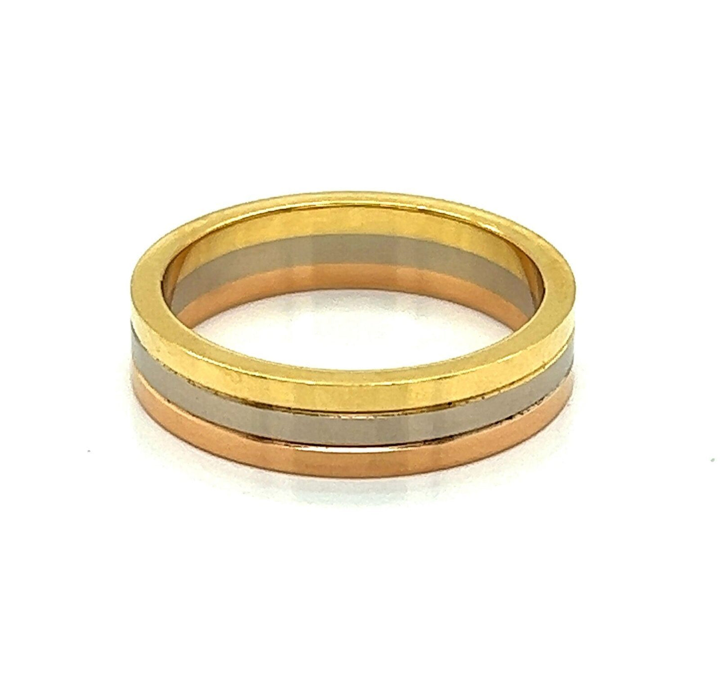 Cartier Vendome Louis Cartier 18k Tri-Color Gold 4.8mm Band Ring w/Cert Size 56