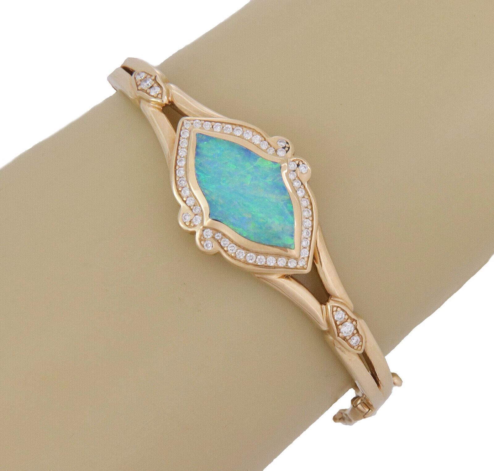 Kabana Diamond Star Opal 14k Yellow Gold Floral Bangle Bracelet | Bracelets | Bangles, Bracelets, catalog, Designer Jewelry, Kabana | Kabana