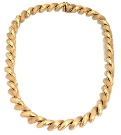 San Marco Italy 14k Yellow Gold 11mm Wide Macaroni Necklace