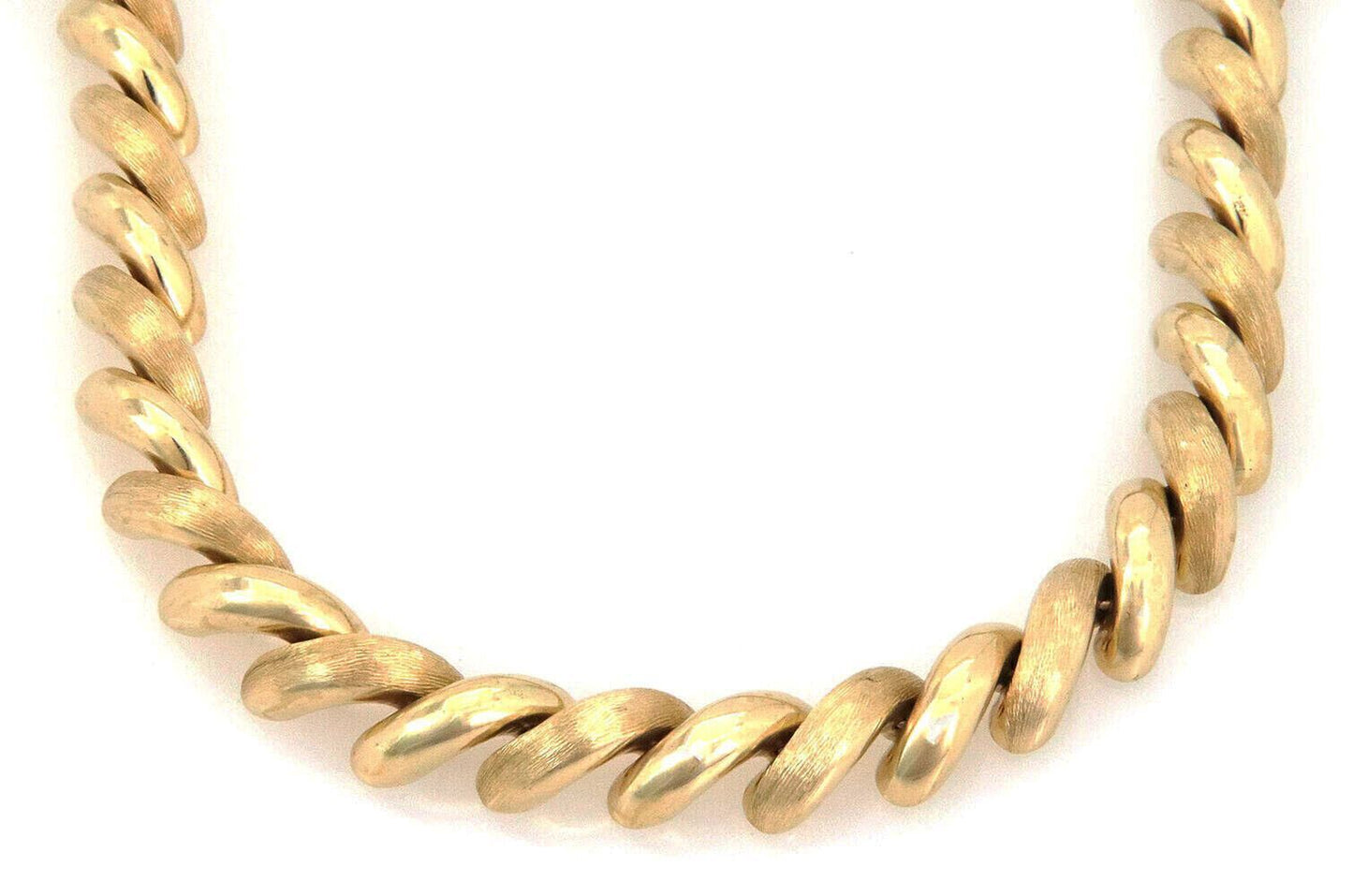 San Marco Italy 14k Yellow Gold 11mm Wide Macaroni Necklace