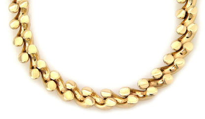 San Marco Italy 14k Yellow Gold 11mm Wide Macaroni Necklace