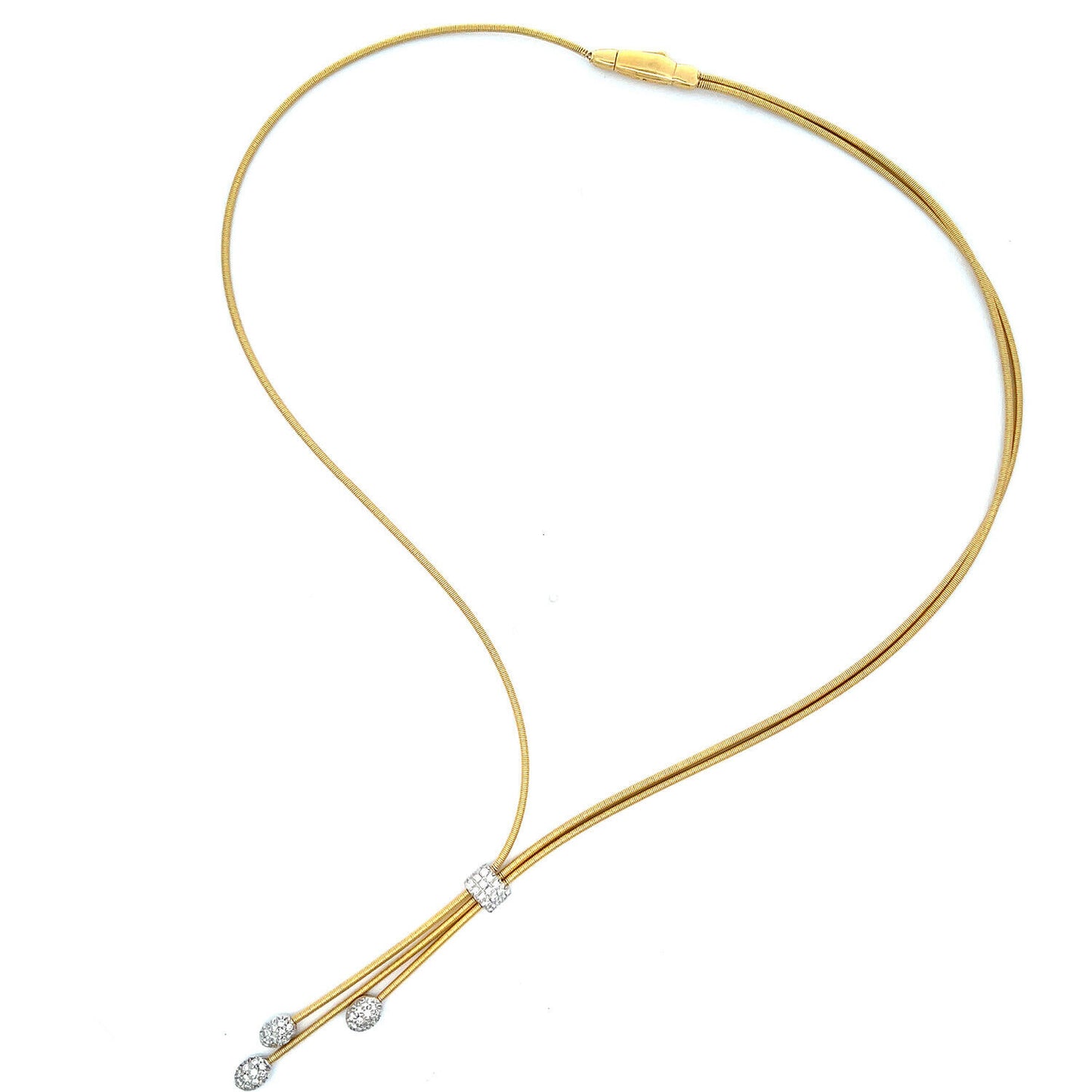 Marco Bicego Santorini Diamond 18k Gold Lariat Triple Strand Necklace