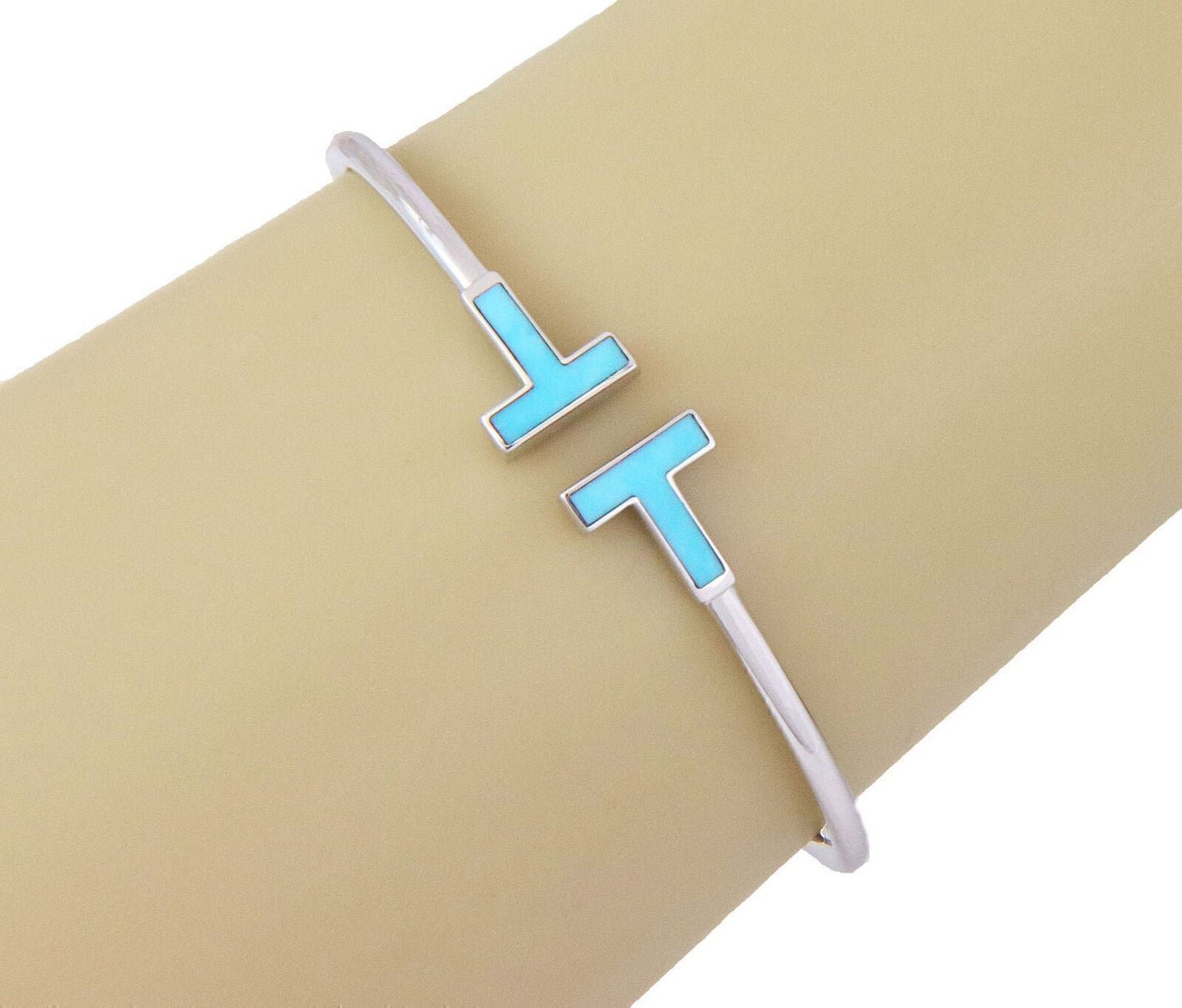 Tiffany T Wire Turquoise 18k White Gold Flex Cuff Bracelet | Bracelets | Bangles, Bracelets, catalog, cuffs, Designer Jewelry, Tiffany & Co. | Tiffany & Co.