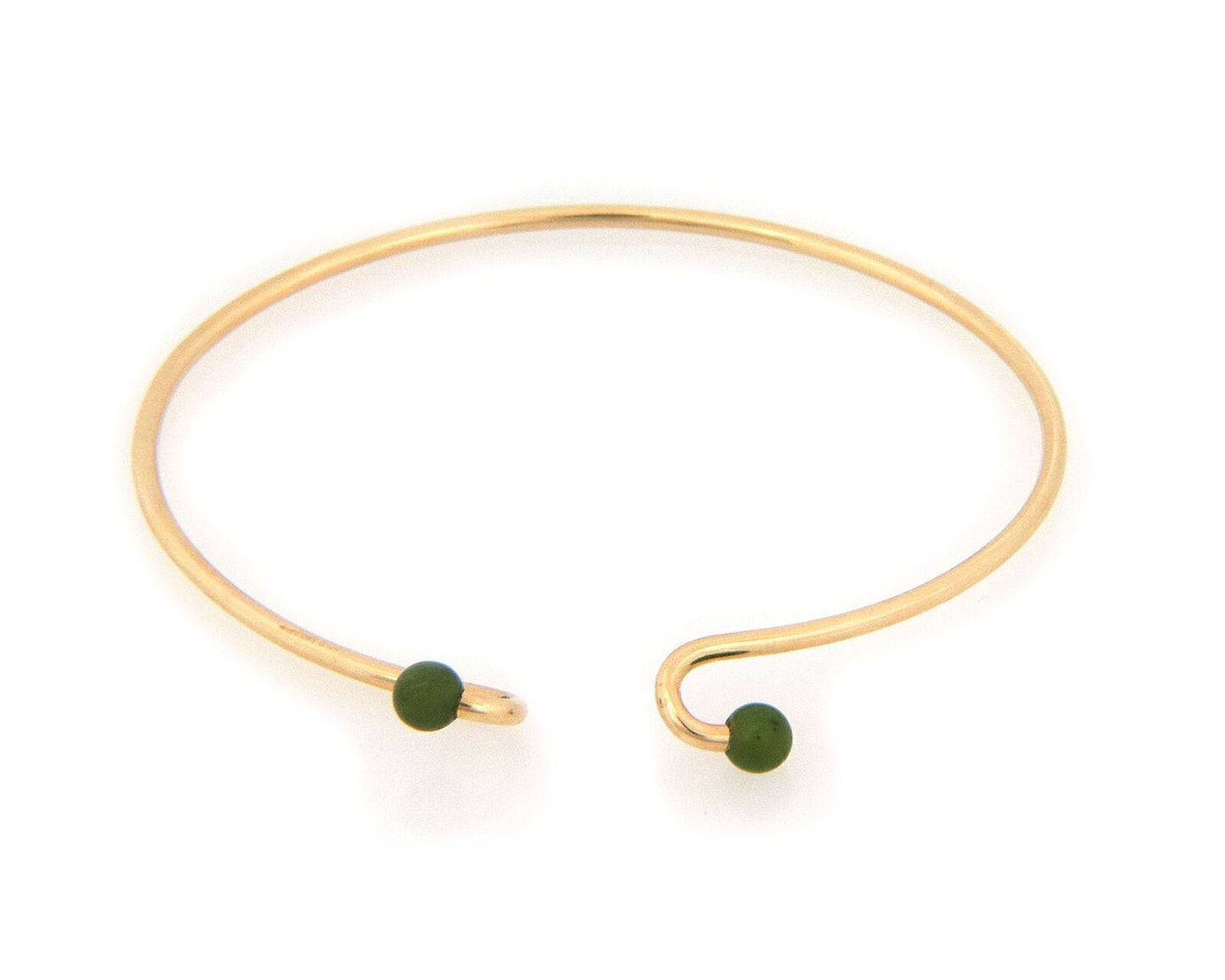 Tiffany & Co. Jade 14k Yellow Gold Wire Hook Bangle Bracelet