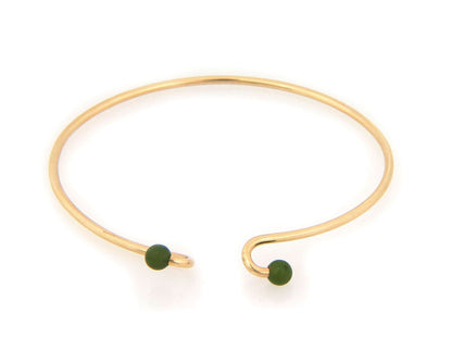 Tiffany & Co. Jade 14k Yellow Gold Wire Hook Bangle Bracelet