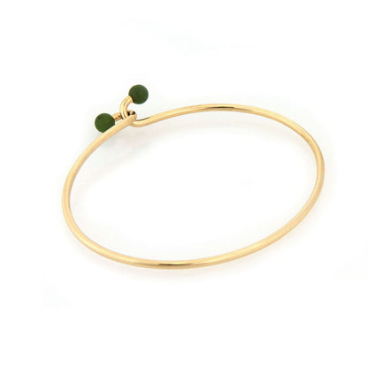 Tiffany & Co. Jade 14k Yellow Gold Wire Hook Bangle Bracelet