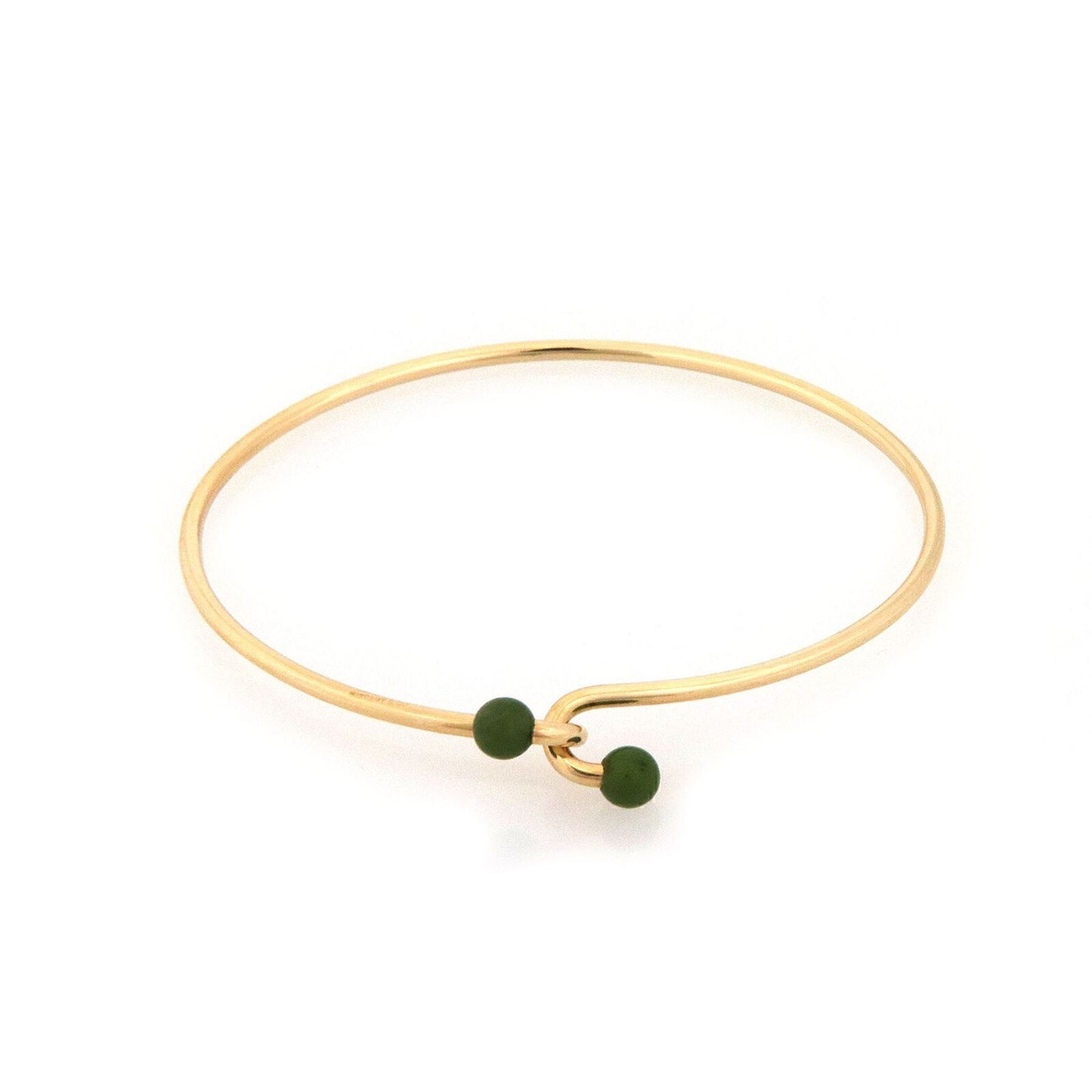 Tiffany & Co. Jade 14k Yellow Gold Wire Hook Bangle Bracelet