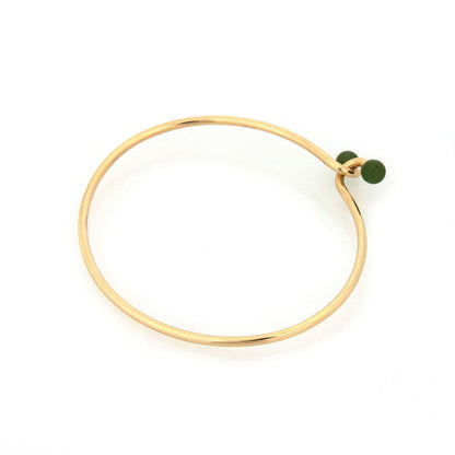 Tiffany & Co. Jade 14k Yellow Gold Wire Hook Bangle Bracelet