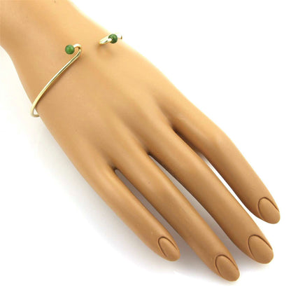 Tiffany & Co. Jade 14k Yellow Gold Wire Hook Bangle Bracelet