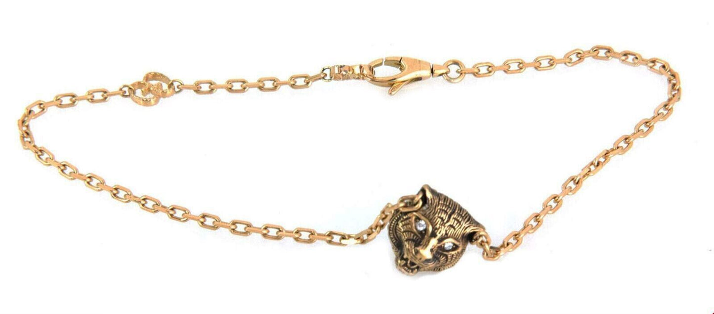 Gucci Le Marche des Merveilles Diamond Onyx Tiger Head 18k Gold Bracelet