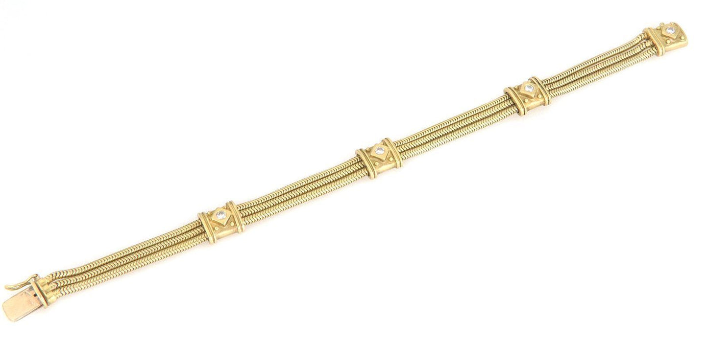 Seidengang Diamond 18k Yellow Gold Diamond Snake Bracelet