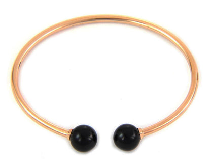 Tiffany & Co. HardWear Ball Onyx 18k Rose Gold Cuff Bangle Bracelet Small