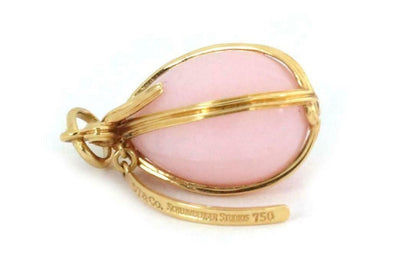 Tiffany & Co. Schlumberger Pink Opal 18k Yellow Gold Egg Charm Pendant