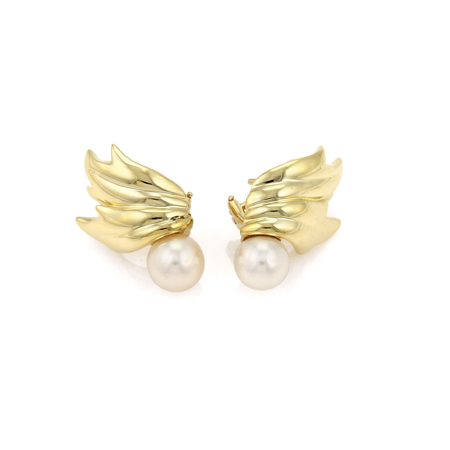 Tiffany & Co. Pearls 18k Yellow Gold Leaf Design Post Earrings | Earrings | catalog, Designer Jewelry, Earrings, Tiffany & Co. | Tiffany & Co.