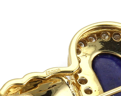 Lapis Ruby & Mother of Pearl 18k Gold Diamond  Elephant Pin Brooch Pendant