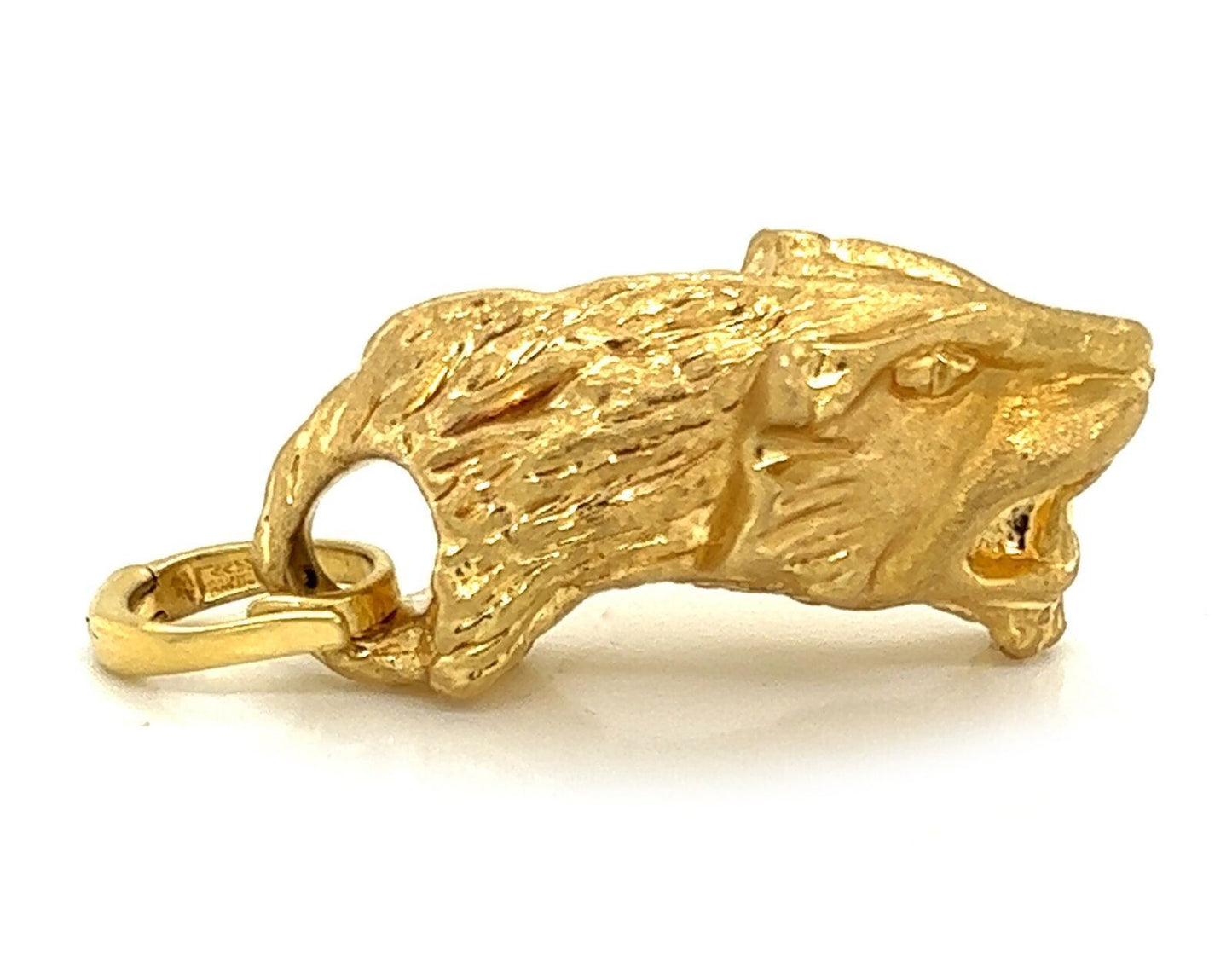 Tiger Head 14k Yellow Gold Charm Pendant