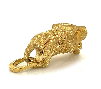 Tiger Head 14k Yellow Gold Charm Pendant