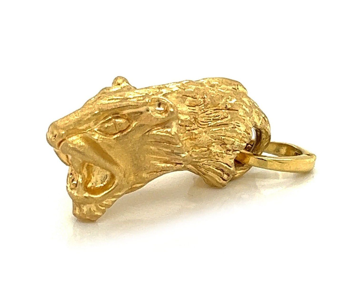 Tiger Head 14k Yellow Gold Charm Pendant