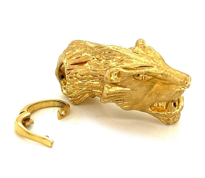 Tiger Head 14k Yellow Gold Charm Pendant