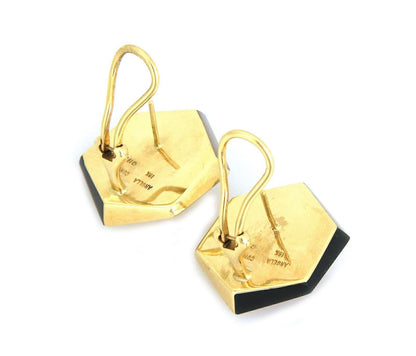 Angela Cummings 18k Yellow Gold Mother of Pearl Onyx Cube Earrings