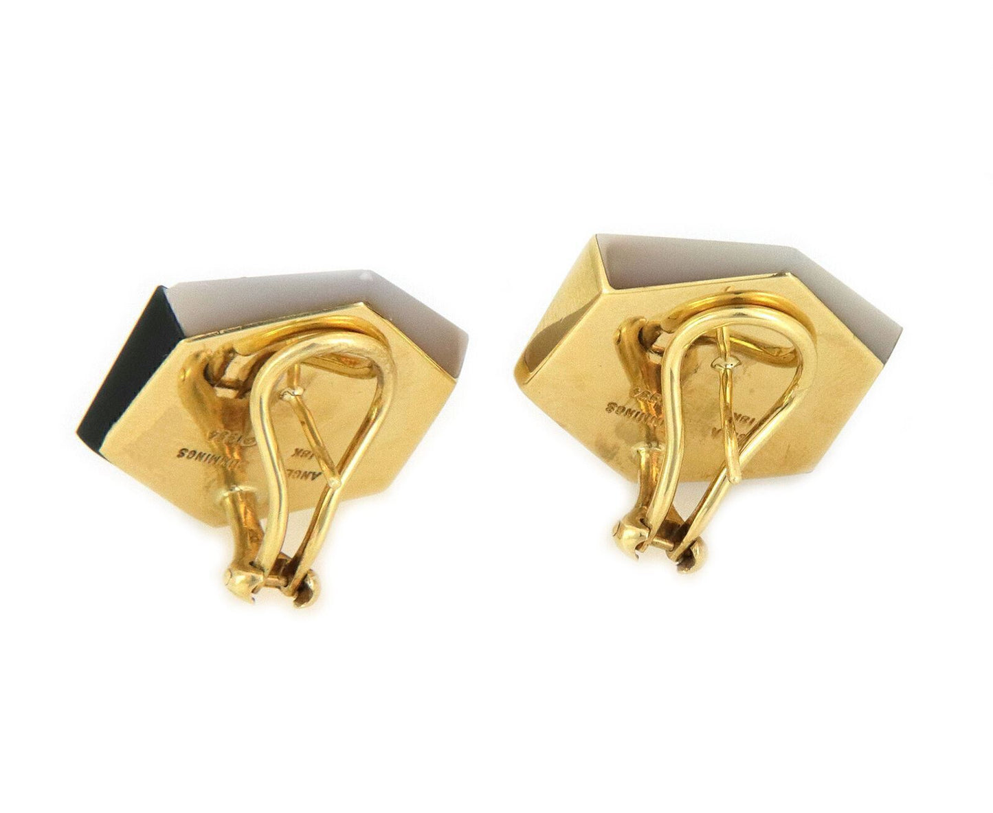 Angela Cummings 18k Yellow Gold Mother of Pearl Onyx Cube Earrings