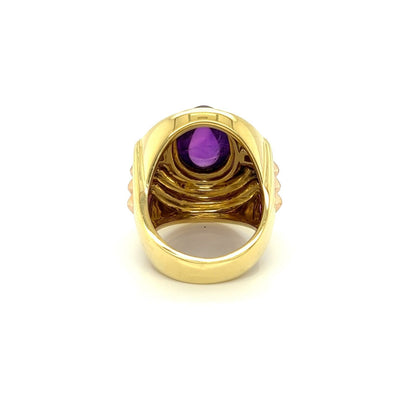 Lagos Cabochon Amethyst 18k Yellow Rose Gold Oval Ring