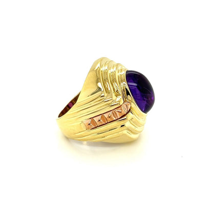 Lagos Cabochon Amethyst 18k Yellow Rose Gold Oval Ring