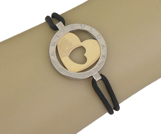 Bvlgari Tondo 18k Yellow Gold & Steel Heart Circle Charm & Cord Bracelet | Bracelets | Bracelets, Bvlgari, catalog, Designer Jewelry | Bvlgari
