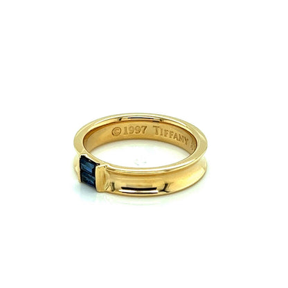 Tiffany & Co. Sapphire 18k Yellow Gold Concave Band Ring-Size 7