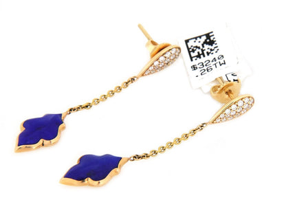 Kabana 14k Yellow Gold Diamond Lapis Leaf Drop Dangle Earrings | Earrings | catalog, Designer Jewelry, Earrings, Kabana | Kabana