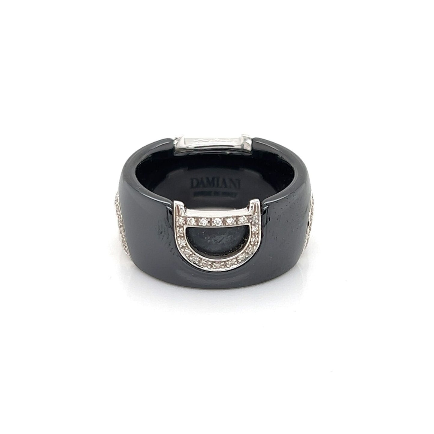 Damiani D Logo Diamond Black Ceramic 18k White Gold Band Ring | Rings | catalog, Damiani, Designer Jewelry, Rings | Damiani