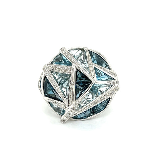 Bellarri 18k White Gold Diamond Blue Topaz  Geometric Design Ring | Rings | Bellarri, catalog, Designer Jewelry, Rings | Bellarri