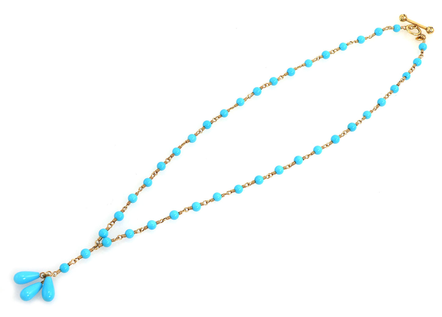 Tiffany & Co. Turquoise 18k Yellow Gold Teardrop Beaded Necklace