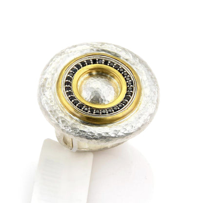 Gurhan Moon Beam Sterling 24k Gold Inlay & Black Diamonds Ring Size 6.5 | Rings | catalog, Designer Jewelry, Gurhan, Rings, Sterling Silver | Gurhan