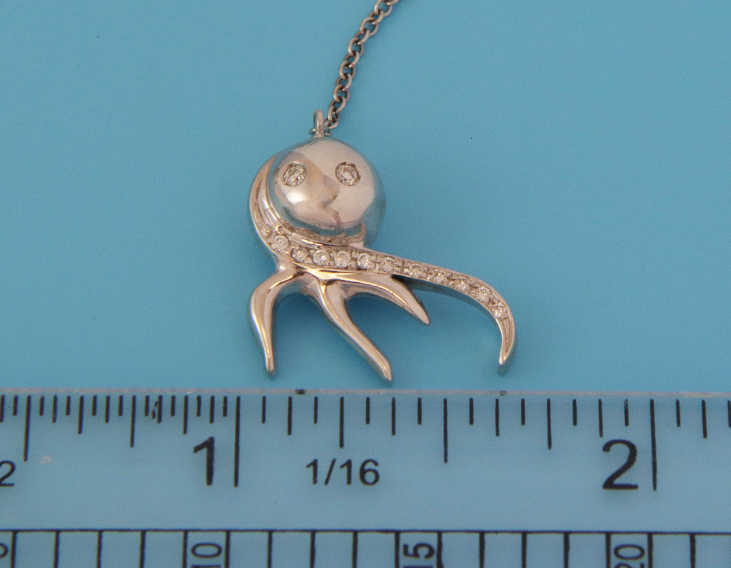 Zydo 18k White Gold Diamond Octopus Long Drop Dangle Earrings