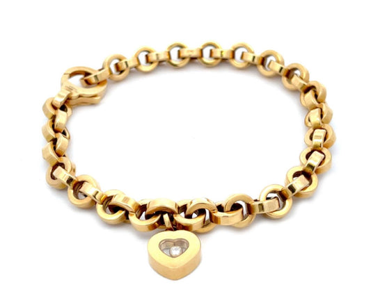 Chopard 18k Yellow Gold Happy Diamond Heart Charm Bracelet | Bracelets | Bracelets, catalog, chopard, Designer Jewelry | Chopard