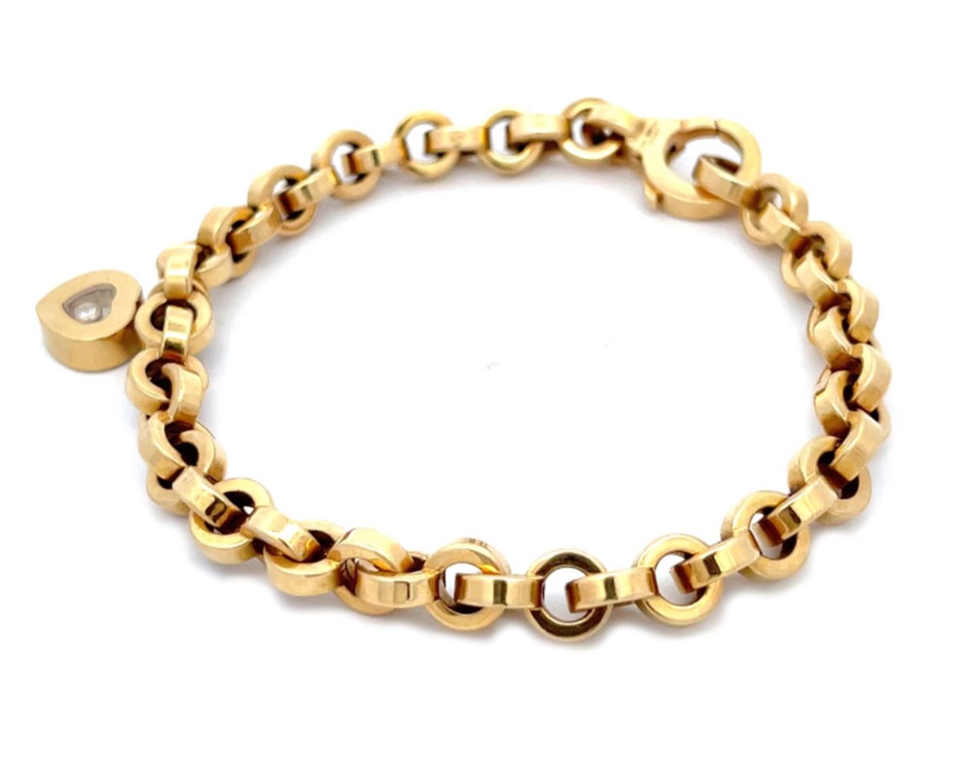 Chopard 18k Yellow Gold Happy Diamond Heart Charm Bracelet